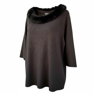 Lane Bryant Black Fuzzy Trim Sweater Top Size 18/20